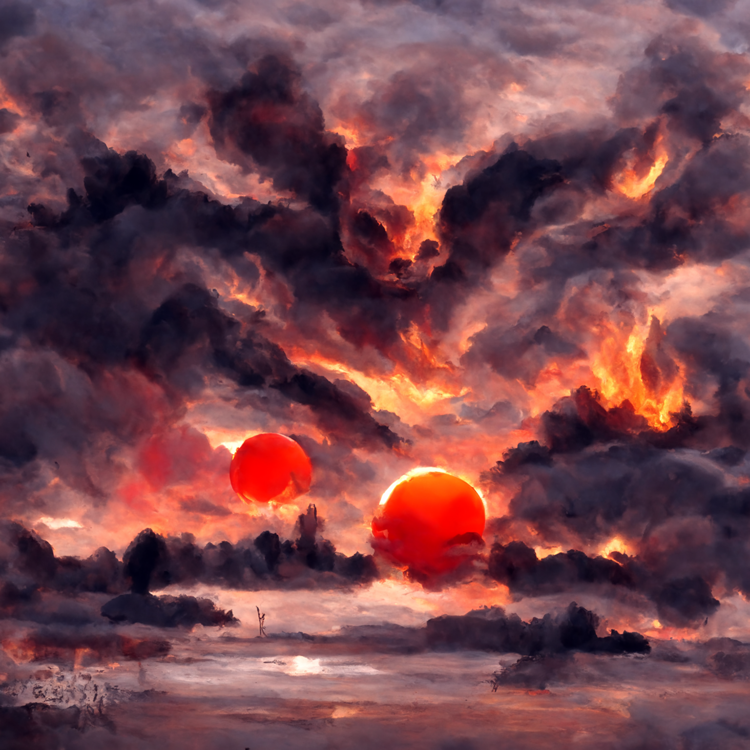 Fiery sunset sky.